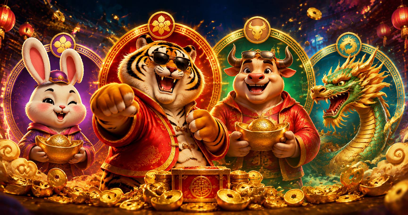 Símbolos dos Jogos Fortune: O Significado do Tigre, Coelho, Boi e Dragão
